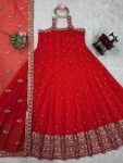 NEW ARRIVAL GEORGETTE THREAD WITH SEQUENCE WORK GOWN WITH DUPATTA PARTY WEAR WHOLESALE PRICE ETHNIC GARMENT (15)