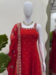 NEW ARRIVAL GEORGETTE THREAD WITH SEQUENCE WORK GOWN WITH DUPATTA PARTY WEAR WHOLESALE PRICE ETHNIC GARMENT (15)