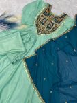 NEW ARRIVAL GOLD CRUSH SILK EMBROIDERY SEQUENCE WITH LATKAN WORK GOWN BOTTOM WITH DUPATTA PARTY WEAR WHOLESALE PRICE ETHNIC GARMENT (4)