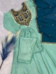 NEW ARRIVAL GOLD CRUSH SILK EMBROIDERY SEQUENCE WITH LATKAN WORK GOWN BOTTOM WITH DUPATTA PARTY WEAR WHOLESALE PRICE ETHNIC GARMENT (4)