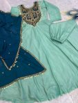 NEW ARRIVAL GOLD CRUSH SILK EMBROIDERY SEQUENCE WITH LATKAN WORK GOWN BOTTOM WITH DUPATTA PARTY WEAR WHOLESALE PRICE ETHNIC GARMENT (4)