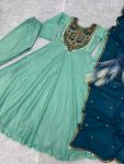 NEW ARRIVAL GOLD CRUSH SILK EMBROIDERY SEQUENCE WITH LATKAN WORK GOWN BOTTOM WITH DUPATTA PARTY WEAR WHOLESALE PRICE ETHNIC GARMENT (4)