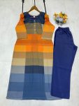 NEW ARRIVAL LINEN MULTI COLOR CHECK PRINTED TOP PANT SET CASUAL WEAR WHOLESALE PRICE ETHNIC GARMENT (3)