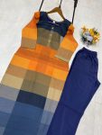 NEW ARRIVAL LINEN MULTI COLOR CHECK PRINTED TOP PANT SET CASUAL WEAR WHOLESALE PRICE ETHNIC GARMENT (3)