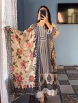 NEW ARRIVAL MUSLIN COTTON DIGITAL PRINT WITH REAL MIRROR HANDWORK  AND STONE WORK TOP BOTTOM WITH DUPATTA CREAM