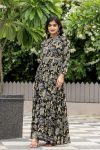 NEW ARRIVAL MUSLIN COTTON FLORAL DIGITAL PRINT AND REAL MIRROR WORK GOWN WITH WASIT BELT FESTIVE WEAR WHOLESALE PRICE ETHNIC GARMENT (5)