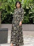 NEW ARRIVAL MUSLIN COTTON FLORAL DIGITAL PRINT AND REAL MIRROR WORK GOWN WITH WASIT BELT FESTIVE WEAR WHOLESALE PRICE ETHNIC GARMENT (5)