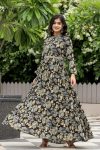 NEW ARRIVAL MUSLIN COTTON FLORAL DIGITAL PRINT AND REAL MIRROR WORK GOWN WITH WASIT BELT FESTIVE WEAR WHOLESALE PRICE ETHNIC GARMENT (5)