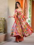 NEW ARRIVAL MUSLIN COTTON PRINTED TOP BOTTOM WITH DUPATTA FESTIVE WEAR WHOLESALE PRICE ETHNIC GARMENT (2)