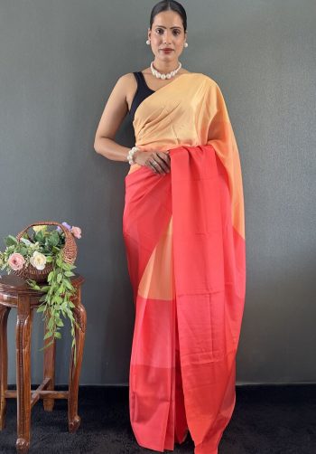 NEW ARRIVAL NATURAL SILK DIGITAL PRINTED READY TO WEAR SAREE WITH UNSTITCHED BLOUSE  GAJARI