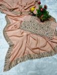 NEW ARRIVAL PLATINUM CRUSH ZARI DORI AND THREAD EMBROIDRY WIRH REAL MIRROR WORK SAREE WITH UNSTITCHED BLOUSE PARTY WEAR WHOLESALE PRICE ETHNIC GARMENT (27)