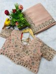 NEW ARRIVAL PLATINUM CRUSH ZARI DORI AND THREAD EMBROIDRY WIRH REAL MIRROR WORK SAREE WITH UNSTITCHED BLOUSE PARTY WEAR WHOLESALE PRICE ETHNIC GARMENT (27)
