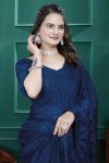NEW ARRIVAL RANGOLI SILK EMBROIDERY MULTI SEQUENCE CUT WORK READY TO WEAR SAREE WITH UNSTITCHED BLOUSE PARTY WEAR WHOLESALE PRICE ETHNIC GARMENT (1)