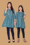 NEW ARRIVAL RAYON PRINTED KURTI MOTHER DAUGHTER COMBO RAMA