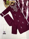 NEW ARRIVAL RAYON SLUB THREAD EMBROIDREY WORK TOP BOTTOM WITH DUPATTA PARTY WEAR WHOLESALE PRICE ETHNIC GARMENT (4)