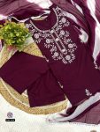 NEW ARRIVAL RAYON SLUB THREAD EMBROIDREY WORK TOP BOTTOM WITH DUPATTA PARTY WEAR WHOLESALE PRICE ETHNIC GARMENT (4)