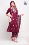 NEW ARRIVAL RAYON SLUB THREAD EMBROIDREY WORK TOP BOTTOM WITH DUPATTA PARTY WEAR WHOLESALE PRICE ETHNIC GARMENT (4)