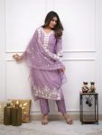 NEW ARRIVAL ROMAN SILK EMBROIDERY WORK TOP BOTTOM WITH DUPATTA FESTIVE WEAR WHOLESALE PRICE ETHNIC GARMENT (3)