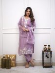 NEW ARRIVAL ROMAN SILK EMBROIDERY WORK TOP BOTTOM WITH DUPATTA FESTIVE WEAR WHOLESALE PRICE ETHNIC GARMENT (3)