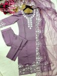 NEW ARRIVAL ROMAN SILK EMBROIDERY WORK TOP BOTTOM WITH DUPATTA FESTIVE WEAR WHOLESALE PRICE ETHNIC GARMENT (3)