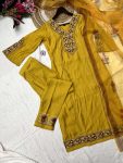 NEW ARRIVAL ROMAN SILK EMBROIDERY WORK TOP BOTTOM WITH DUPATTA PARTY WEAR WHOLESALE PRICE ETHNIC GARMENT (4)