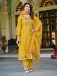 NEW ARRIVAL ROMAN SILK EMBROIDERY WORK TOP BOTTOM WITH DUPATTA PARTY WEAR WHOLESALE PRICE ETHNIC GARMENT (4)