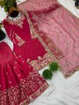 NEW ARRIVAL SHIMMER SILK EMBROIDERY SEQUENCE WORK TOP SHARARA WITH DUPATTA PARTY WEAR WHOLESALE PRICE ETHNIC GARMENT (3)