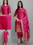 NEW ARRIVAL SILK BLEND JACQUARD WORK TOP BOTTOM WITH DUPATTA FESTIVE WEAR WHOLESALE PRICE ETHNIC GARMENT (6)