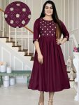 NEW ARRIVAL SLUB RAYON EMBROIDERY WORK ONLY KURTI WHOLESALE PRICE ETHNIC GARMENT (19)