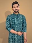 NEW ARRIVAL SOFT COTTON MULTICOLOR FOIL PRINT MEN’S KURTA PAYJAMA FESTIVE WEAR WHOLESALE PRICE ETHNIC GARMENT (15)