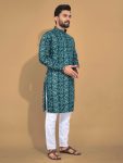 NEW ARRIVAL SOFT COTTON MULTICOLOR FOIL PRINT MEN’S KURTA PAYJAMA FESTIVE WEAR WHOLESALE PRICE ETHNIC GARMENT (15)