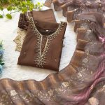 NEW ARRIVAL VATICAN SILK HANDWORK SEQUENCE THREAD WORK TOP BOTTOM WITH DUPATTA FESTIVE WEAR WHOLESALE PRICE ETHNIC GARMENT (1)