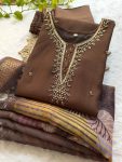 NEW ARRIVAL VATICAN SILK HANDWORK SEQUENCE THREAD WORK TOP BOTTOM WITH DUPATTA FESTIVE WEAR WHOLESALE PRICE ETHNIC GARMENT (1)