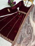 NEW ARRIVAL VELVET EMBROIDERY LACE WORK GOWN BOTTOM WITH DUPATTA FESTIVE WEAR WHOLESALE PRICE ETHNIC GARMENT (3)