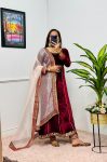 NEW ARRIVAL VELVET EMBROIDERY LACE WORK GOWN BOTTOM WITH DUPATTA FESTIVE WEAR WHOLESALE PRICE ETHNIC GARMENT (3)