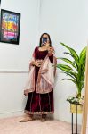 NEW ARRIVAL VELVET EMBROIDERY LACE WORK GOWN BOTTOM WITH DUPATTA FESTIVE WEAR WHOLESALE PRICE ETHNIC GARMENT (3)