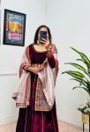 NEW ARRIVAL VELVET EMBROIDERY LACE WORK GOWN BOTTOM WITH DUPATTA FESTIVE WEAR WHOLESALE PRICE ETHNIC GARMENT (3)