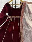 NEW ARRIVAL VELVET EMBROIDERY LACE WORK GOWN BOTTOM WITH DUPATTA FESTIVE WEAR WHOLESALE PRICE ETHNIC GARMENT (3)