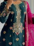 NEW ARRIVAL VICHITRA SILK EMBROIDERY SEQUENCE WORK TOP PALAZZO WITH DUPATTA FESTIVE WEAR WHOLESALE PRICE ETHNIC GARMENT (4)
