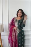 NEW ARRIVAL VICHITRA SILK EMBROIDERY SEQUENCE WORK TOP PALAZZO WITH DUPATTA FESTIVE WEAR WHOLESALE PRICE ETHNIC GARMENT (4)
