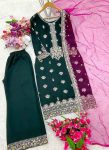 NEW ARRIVAL VICHITRA SILK EMBROIDERY SEQUENCE WORK TOP PALAZZO WITH DUPATTA FESTIVE WEAR WHOLESALE PRICE ETHNIC GARMENT (4)