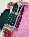 NEW ARRIVAL VICHITRA SILK EMBROIDERY SEQUENCE WORK TOP PALAZZO WITH DUPATTA FESTIVE WEAR WHOLESALE PRICE ETHNIC GARMENT (4)