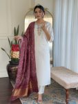 NEW ARRIVAL VISCOSE CHANDERI SEQUENCE CODING EMBROIDERY WORK TOP BOTTOM WITH DUPATTA FESTIVE WEAR WHOLESALE PRICE ETHNIC GARMENT (2)