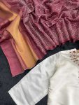 NEW ARRIVAL VISCOSE CHANDERI SEQUENCE CODING EMBROIDERY WORK TOP BOTTOM WITH DUPATTA FESTIVE WEAR WHOLESALE PRICE ETHNIC GARMENT (2)
