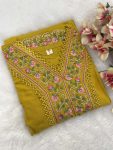 NEW ARRIVAL VISCOSE CHANDERI SEQUENCE EMBROIDERY WORK TOP BOTTOM WITH DUPATTA FESTIVE WEAR WHOLESALE PRICE ETHNIC GARMENT (11)