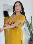NEW ARRIVAL VISCOSE CHANDERI SEQUENCE EMBROIDERY WORK TOP BOTTOM WITH DUPATTA FESTIVE WEAR WHOLESALE PRICE ETHNIC GARMENT (11)