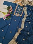 NEW ARRIVAL VISCOSE CHANDERI SILK EMBROIDERY SEQUENCE CODING WORK TOP BOTTOM WITH DUPATTA PARTY WEAR WHOLESALE PRICE ETHNIC GARMENT (7)