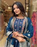 NEW ARRIVAL VISCOSE CHANDERI SILK EMBROIDERY SEQUENCE CODING WORK TOP BOTTOM WITH DUPATTA PARTY WEAR WHOLESALE PRICE ETHNIC GARMENT (7)