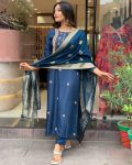 NEW ARRIVAL VISCOSE CHANDERI SILK EMBROIDERY SEQUENCE CODING WORK TOP BOTTOM WITH DUPATTA PARTY WEAR WHOLESALE PRICE ETHNIC GARMENT (7)