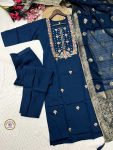 NEW ARRIVAL VISCOSE RAYON EMBROIDERY WORK TOP BOTTOM WITH DUPATTA PARTY WEAR WHOLESALE PRICE ETHNIC GARMENT (5)